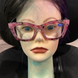 Floral Pink Cat-Eye Reading  Glasses 2.50 Anti Blue Light  NWOT